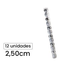 Pack 12 esferas 2-5cm plateado tubo